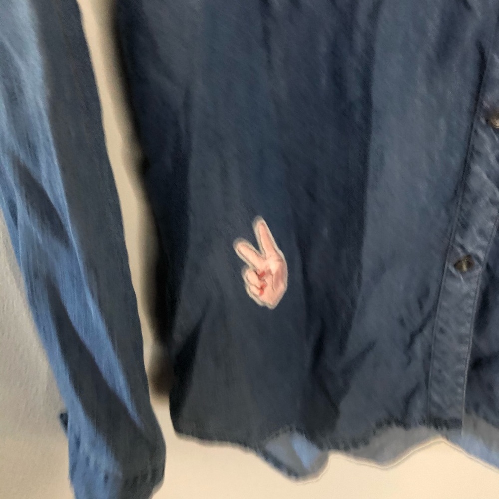 Rails Chambray Blue Button Down With Patches S - image 6